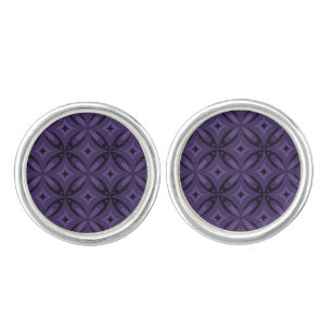 Dark Purple Colored Retro Pattern Cufflinks