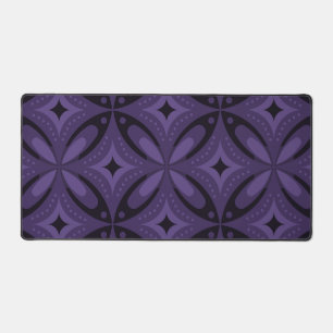 Dark Purple Colored Retro Pattern Desk Mat