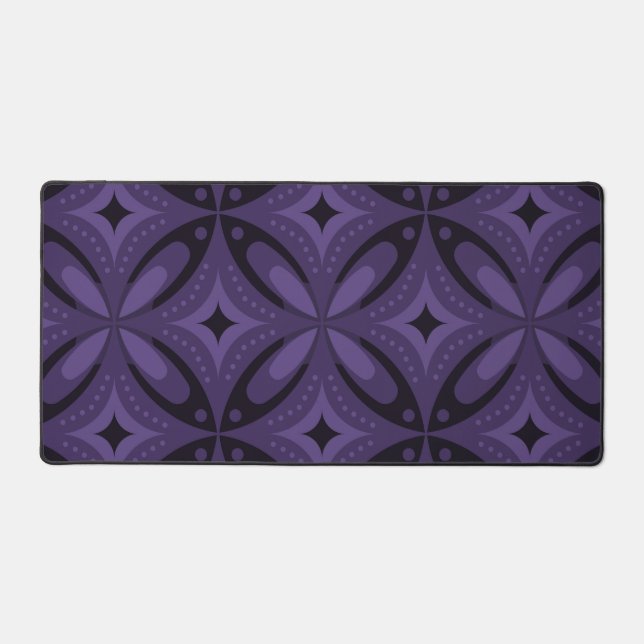 Dark Purple Colored Retro Pattern Desk Mat (Front)