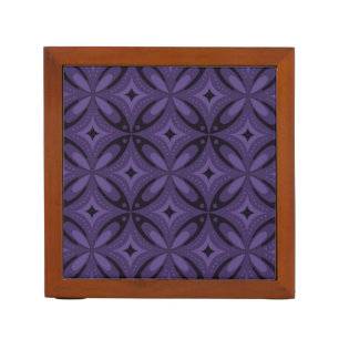 Dark Purple Colored Retro Pattern Desk Organizer
