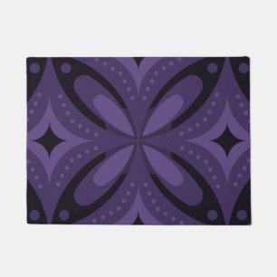 Dark Purple Colored Retro Pattern Doormat
