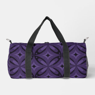 Dark Purple Colored Retro Pattern Duffle Bag