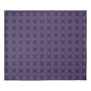 Dark Purple Colored Retro Pattern Duvet Cover