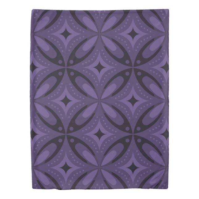 Dark Purple Colored Retro Pattern Duvet Cover (Front)