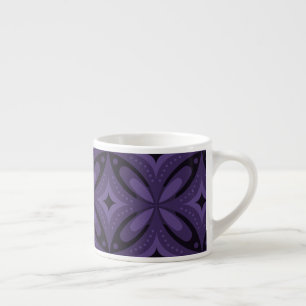 Dark Purple Colored Retro Pattern Espresso Cup