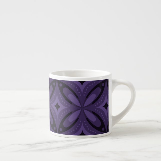 Dark Purple Colored Retro Pattern Espresso Cup (Right)
