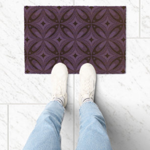 Dark Purple Colored Retro Pattern Fiber Doormat
