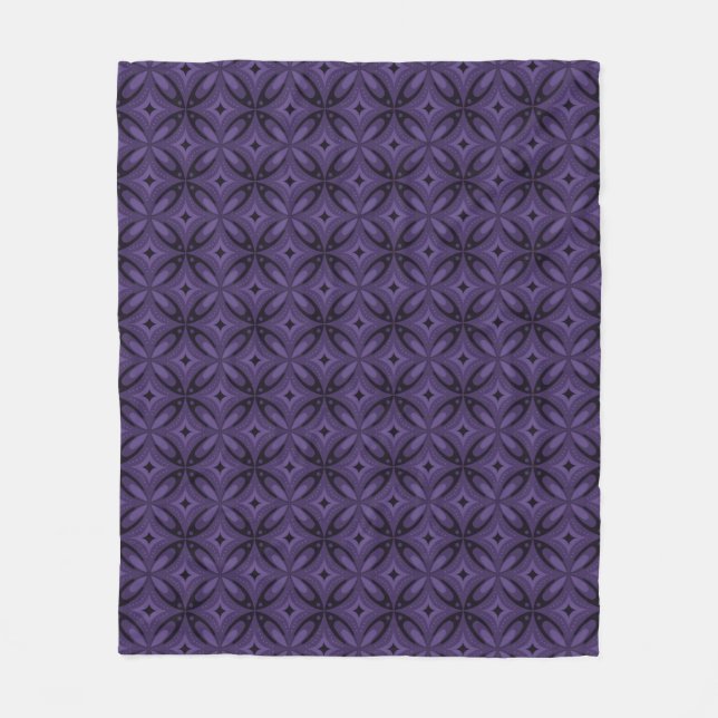 Dark Purple Colored Retro Pattern Fleece Blanket (Front)
