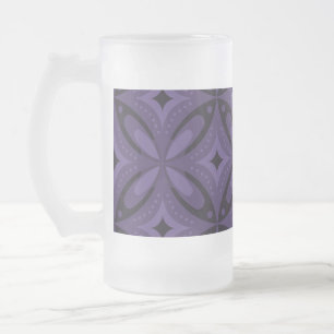 Dark Purple Colored Retro Pattern Frosted Glass Beer Mug