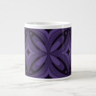 Dark Purple Colored Retro Pattern Giant Coffee Mug