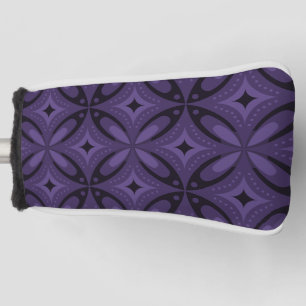Dark Purple Colored Retro Pattern Golf Head Cover