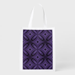 Dark Purple Colored Retro Pattern Grocery Bag
