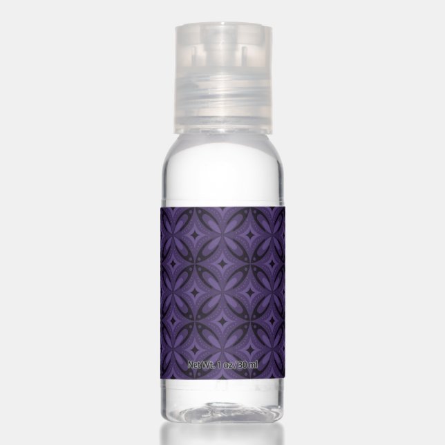 Dark Purple Colored Retro Pattern Hand Sanitizer (Front)