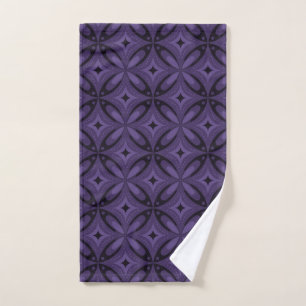 Dark Purple Colored Retro Pattern Hand Towel