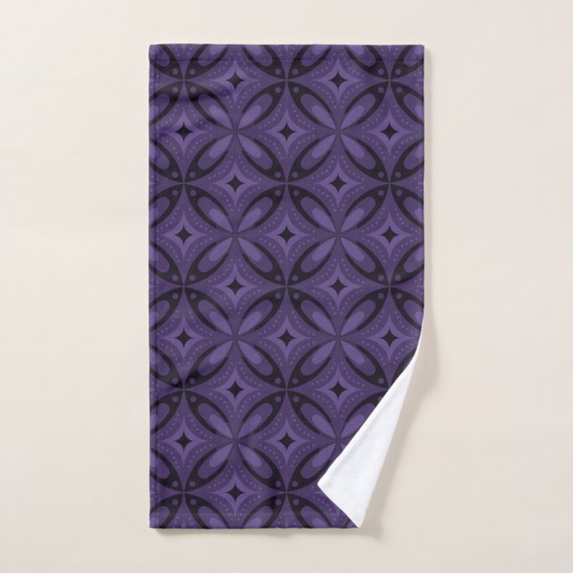 Dark Purple Colored Retro Pattern Hand Towel (Hand Towel)