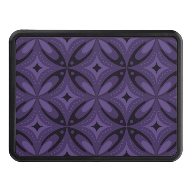 Dark Purple Colored Retro Pattern Hitch Cover (Front)