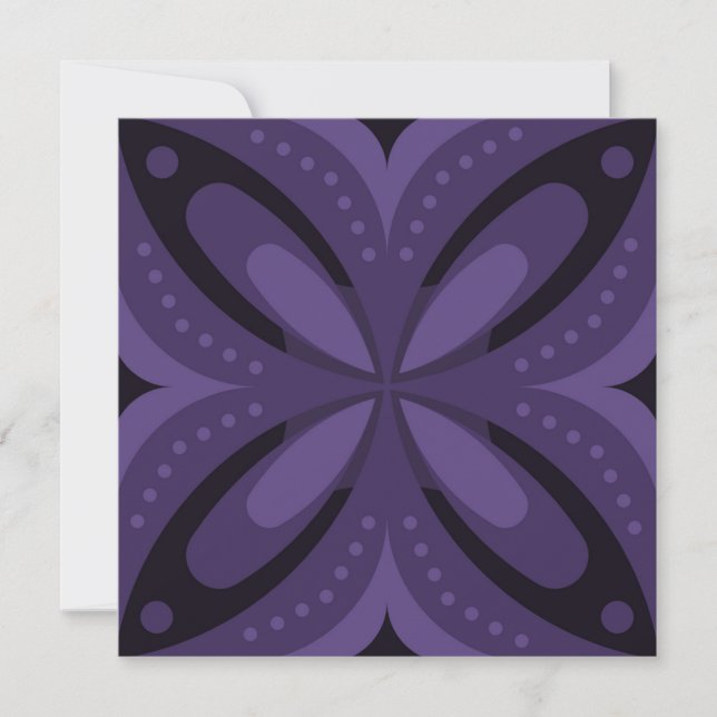 Dark Purple Colored Retro Pattern Holiday Card (Front)
