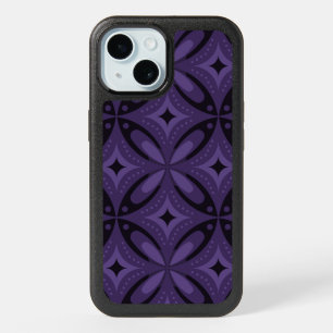 Dark Purple Colored Retro Pattern iPhone 15 Case