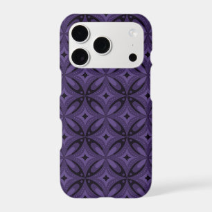 Dark Purple Colored Retro Pattern iPhone 17 Pro Case