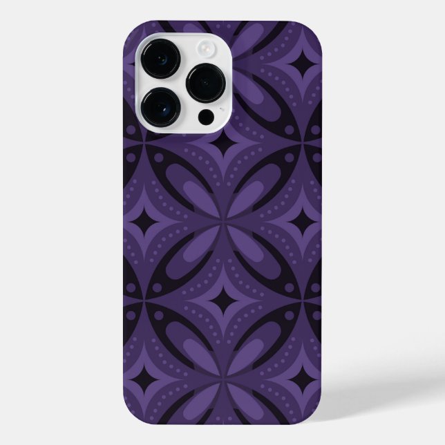 Dark Purple Colored Retro Pattern iPhone Case (Back)