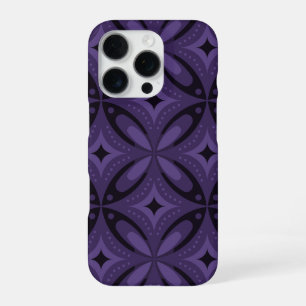 Dark Purple Colored Retro Pattern iPhone 16 Pro Case