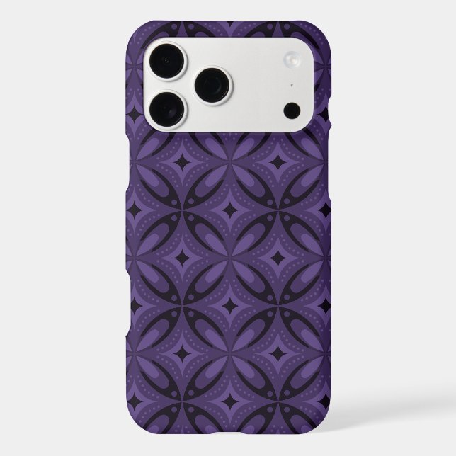Dark Purple Colored Retro Pattern iPhone Case (Back)