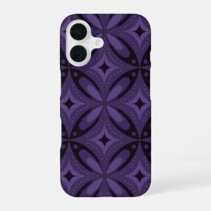 Dark Purple Colored Retro Pattern iPhone 16 Case