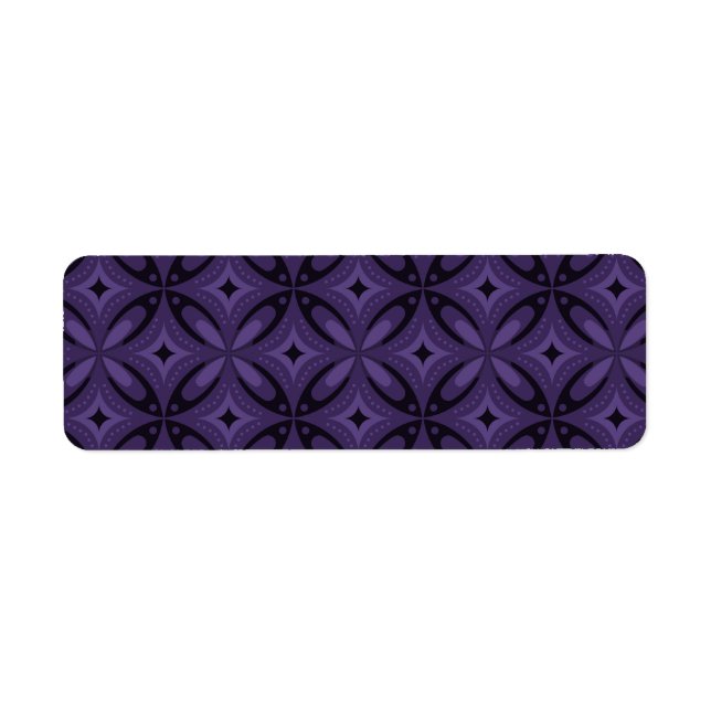 Dark Purple Colored Retro Pattern Label (Front)