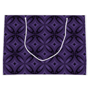 Dark Purple Colored Retro Pattern Large Gift Bag