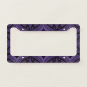 Dark Purple Colored Retro Pattern License Plate Frame