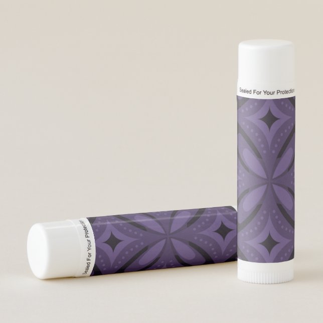 Dark Purple Colored Retro Pattern Lip Balm (Front)