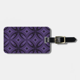 Dark Purple Colored Retro Pattern Luggage Tag