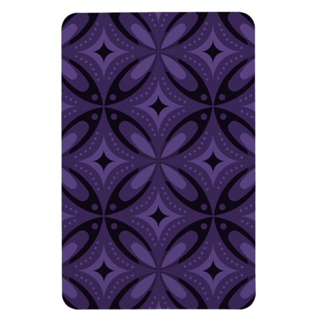 Dark Purple Colored Retro Pattern Magnet (Vertical)