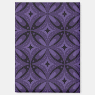 Dark Purple Colored Retro Pattern Magnet