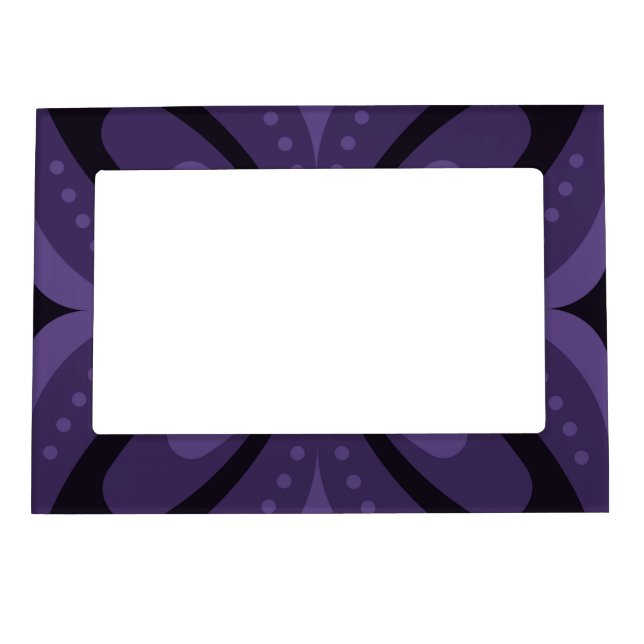 Dark Purple Colored Retro Pattern Magnetic Frame (Front)