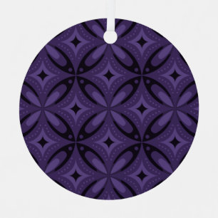 Dark Purple Colored Retro Pattern Metal Ornament