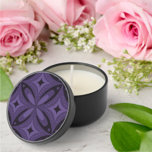 Dark Purple Colored Retro Pattern Mini Candle Favors