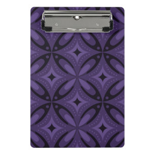 Dark Purple Colored Retro Pattern Mini Clipboard