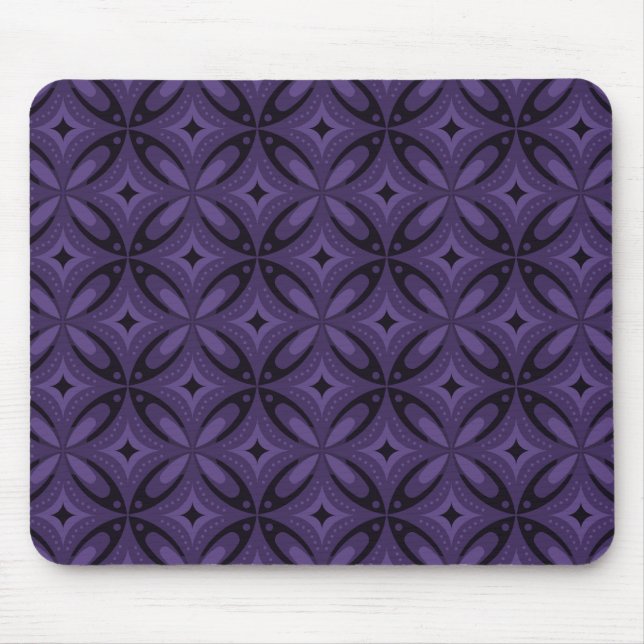 Dark Purple Colored Retro Pattern Mouse Pad (Front)