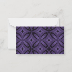 Dark Purple Colored Retro Pattern Note Card