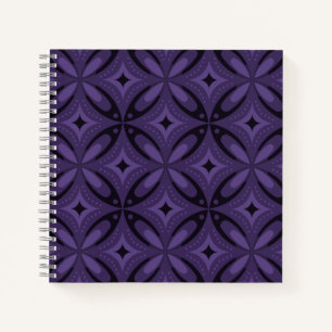 Dark Purple Colored Retro Pattern Notebook