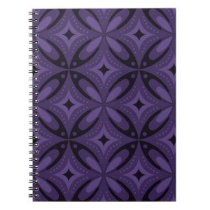 Dark Purple Colored Retro Pattern Notebook