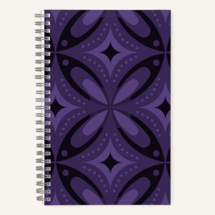 Dark Purple Colored Retro Pattern Notebook