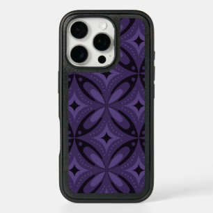 Dark Purple Colored Retro Pattern iPhone 16 Pro Case