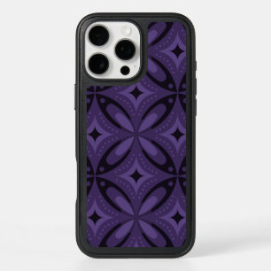 Dark Purple Colored Retro Pattern iPhone 16 Pro Max Case