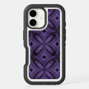 Dark Purple Colored Retro Pattern iPhone 16 Case