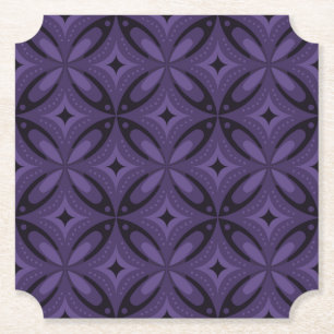 Dark Purple Colored Retro Pattern Paper Coaster