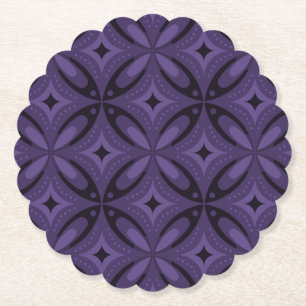 Dark Purple Colored Retro Pattern Paper Coaster