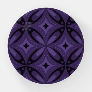 Dark Purple Colored Retro Pattern Paperweight