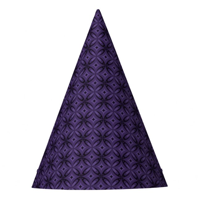 Dark Purple Colored Retro Pattern Party Hat (Front)